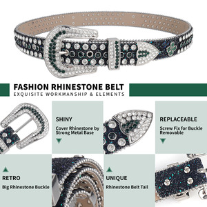 Cinturones anchos de aleación con incrustaciones de diamantes y diamantes de imitación en relieve de piel de vaca, diseño más reciente de <span class=keywords><strong>Sunso</strong></span> Factory, talla grande, con personalidad. - Product Image 3