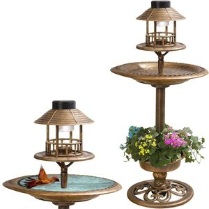 Bassins d'<span class=keywords><strong>oiseaux</strong></span> solaires en cuivre antique résistant aux intempéries Fontaine d'eau extérieure et bain d'<span class=keywords><strong>oiseaux</strong></span> avec lumière solaire - Product Image 4