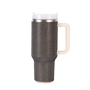 Gobelet isotherme Glam en acier inoxydable 40 oz avec poignée, gourde à paillettes, mug de voyage – Rose, Bleu, Argent, Or, Or rose, Noir, Marron - Product Image 5