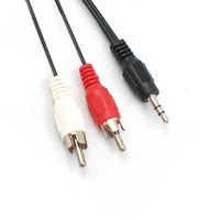 Câble audio stéréo 3,5 mm mâle vers 2 RCA plaqué or, gaine en PVC, idéal pour lecteur DVD, ordinateur, projecteur - Vente chaude