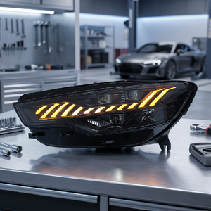 2012-2015 C7 A6 Audi สไตล์ RS อัพเกรดไฟหน้า LED ประกอบสัญญาณเลี้ยวตามลำดับ - Product Image 3