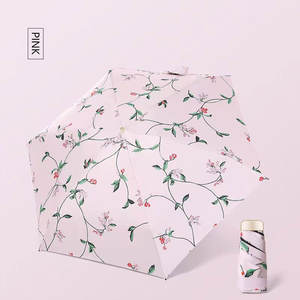 Paraguas Plegable Manual de Cinco Pliegues <span class=keywords><strong>Mucai</strong></span> con Mango Plano, Goma Negra, Protección UV, Color Sólido - Product Image 1