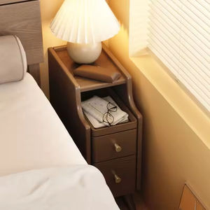 Прикроватная тумба Delanto цвета орех, современная, экологичная, ультраузкая, с 2 ящиками, для небольшой квартиры, для спальни, для хранения вещей - Product Image 2