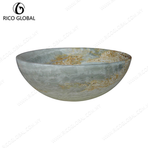 Lavabo Redondo de Cerámica para Encimera, Lavabo de Mármol Verde de Lujo, Lavabo Duradero para Baño - Product Image 6