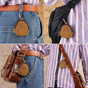 Porte-monnaie mini en cuir véritable, sacoche en cuir de vachette pleine fleur, portable, résistant à l'usure, pour homme, usage quotidien, couleur unie, moins de 2 pouces - Product Image 2