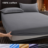 Drap-housse en coton avec bandes élastiques Couvre-matelas réglables antidérapants pour lit simple double King Queen, 140/160/200cm