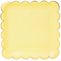 Assiette à papier pour l'élimination Bords carrés festonnés 9 pouces FOIL Square 350gsm White BoardFDA Approved Party Supplies