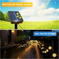 Guirnalda de Luces Solares para Exteriores, 50 Luces LED de Cristal en Forma de Globo, Impermeables, 8 Modos, Alimentadas por Energía Solar, para Decoración de Patio, Jardín, Fiestas y Árboles
