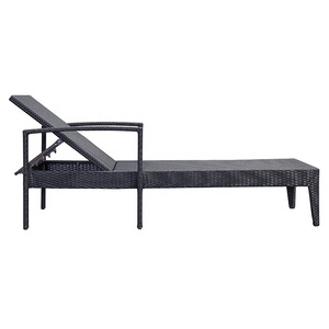 Chaise longue d'extérieur ajustable en rotin et osier noir pour hôtel, jardin, patio, <span class=keywords><strong>piscine</strong></span>, chaises longues en aluminium pour <span class=keywords><strong>banc</strong></span>, jardin, ensemble de mobilier d'extérieur - Product Image 3