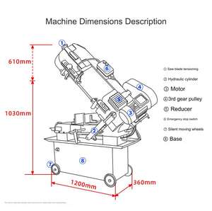 <span class=keywords><strong>Sierra</strong></span> <span class=keywords><strong>de</strong></span> <span class=keywords><strong>Cinta</strong></span> Horizontal Pequeña, <span class=keywords><strong>Sierra</strong></span> <span class=keywords><strong>de</strong></span> <span class=keywords><strong>Cinta</strong></span> Metálica <span class=keywords><strong>de</strong></span> Tensión Manual <span class=keywords><strong>para</strong></span> Construcción, Nueva Condición Usada, Incluye Motor y Engranaje - Product Image 5