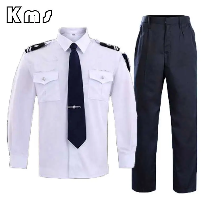 KMS 전문 디자이너 사용자 정의 직장 흰색 작업복 공공 가드 패치 보안 유니폼 적 판매