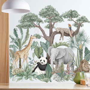 Adesivo Murale con Animali della Giungla Africana per Cameretta Bambini Stampa UV PVC Decorazione Casa - Product Image 4