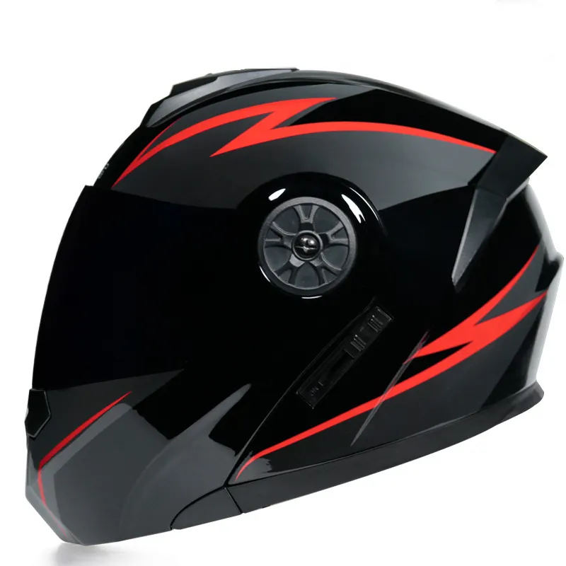 Casco Modular de carreras con Doble espejo para motocicleta, protector de cara completa de seguridad abatible hacia arriba, venta al por mayor