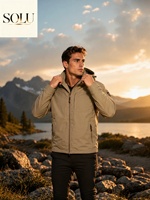 Veste bomber tactique légère SOLU pour homme, style militaire, à capuche, imperméable, fermeture éclair, nylon, coupe-vent pour la randonnée