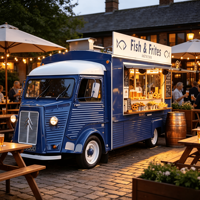Vintage Viking-Style Burger- und Geothermal-Waffel-Foodtruck mit Vollausstattung für Food Festivals und Outdoor-Konzerte