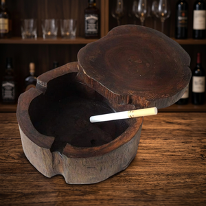 Cendrier rond en bois avec couvercle, design rétro, pour la maison et le bureau - Product Image 3