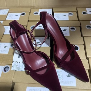 2025 New Arrival Quites Women's Summer <b>Pumps</b> Waterproof <b>Wine</b> Red Suede Pointy High Heels Fine Buckle Sexy Thin Heel - Product Image 4