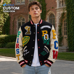 Giacche Varsity Personalizzate di Alta Qualità per <span class=keywords><strong>Uomo</strong></span>, <span class=keywords><strong>in</strong></span> <span class=keywords><strong>Ecopelle</strong></span> con Patch Lettere, Bottoni a Scatto, Spalle Cadenti a Righe per Stile Vintage Casual - Product Image 1