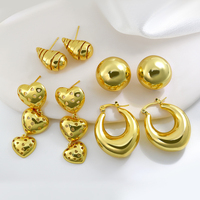 Grandes boucles d'oreilles rondes creuses, boucles d'oreilles clous en laiton hypoallergénique de créateur plaqué or 18 carats