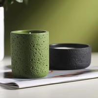 Pot à bougie en ciment à texture mate poreuse, forme multiple, récipient en béton pour bougie parfumée, décoration d'intérieur, vente en gros