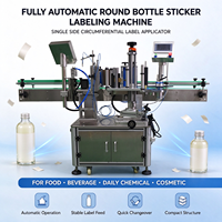 Machine d'étiquetage automatique de bouteilles rondes à fonctionnement stable, applicateur d'étiquettes entièrement automatique pour la ligne de production de jus et de sauces en bouteille