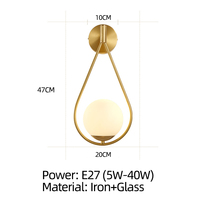 Applique Murale LED Nordique Moderne de Luxe, Corps en Fer, Abat-jour en Verre, Intensité Variable, Protection Oculaire pour Utilisation Intérieure Chambre Salon Couloir