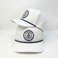 Casquette de baseball unisexe OEM brodée, tissée, à 5 panneaux, imperméable, découpée au laser, avec corde et visière incurvée, pour le sport et la pêche