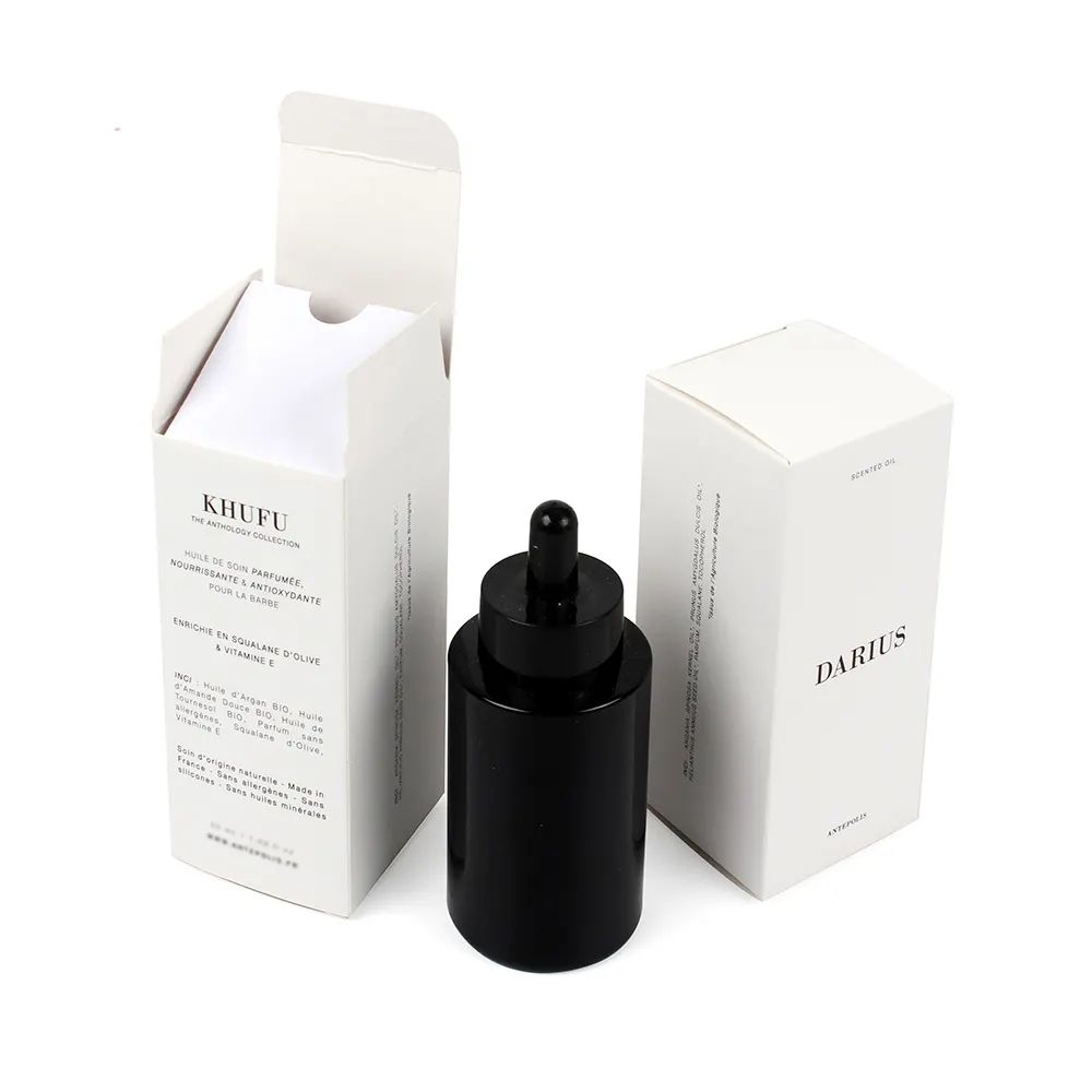 Yilucai Custom Small White Folding Cosmetic Skin Care Essential Oil Bottle Gift Packaging Box with Corrugated Insert