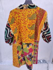 Hecho a mano Kantha acolchado algodón Eury vestido Streetwear Natural Kimono estilo verano silueta suelta estilo Simple - Product Image 5