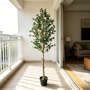 Low Maintenance No Watering Artificial Potted Plant Real Touch Faux Eucalyptus in White Pot for Living Room Table Shelf - Product Image 5