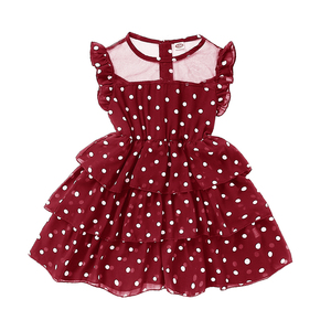 Vestido de Gasa <span class=keywords><strong>con</strong></span> Puntos Negros para Niñas |   Vestido de niña <span class=keywords><strong>con</strong></span> volantes y capas, <span class=keywords><strong>con</strong></span> escote de malla - Product Image 2