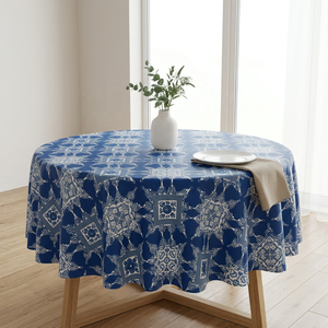 <span class=keywords><strong>Tovaglia</strong></span> Rotonda in PEVA <span class=keywords><strong>Blu</strong></span> Xin Shu 60'' Impermeabile e Antimacchia con Motivi Etnici Vintage Prodotta in Cina - Product Image 2