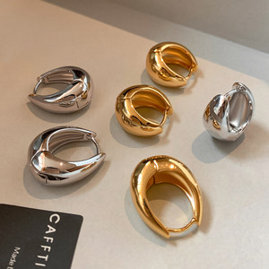 ต่างหูแบบห่วง สแตนเลส 304 สีทองและสีเงิน รูปทรงหยดน้ำ สวมใส่ได้ทุกวัน สไตล์มินิมอล - Product Image 1