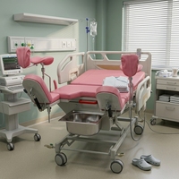 Matériel médical : Lit d'accouchement médical réglable intégré à la gynécologie, table d'accouchement hospitalière, table d'opération