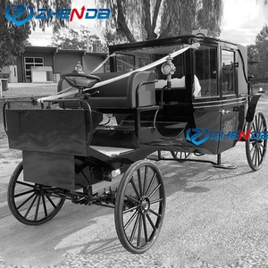 Chariot de tourisme électrique sans chevaux, tout noir, à quatre roues, style calèche royale vintage, très demandé - Product Image 5