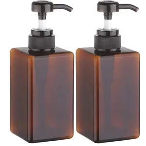 Custom Color Good Quality Hand Liquid Soap 500ml Lotion Pump PET Square Plastic Shampoo Bottle