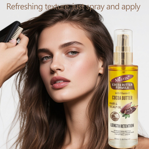 Olio per <span class=keywords><strong>Capelli</strong></span> e Cuoio Capelluto Nutriente con Vitamina E e Burro di Cacao a Marchio Privato per Mantenimento della Lunghezza e Rafforzamento dei <span class=keywords><strong>Capelli</strong></span> Fragili - 80ml - Product Image 4