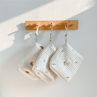 Sac de rangement portable en coton avec fermeture éclair, brodé, pour couches, serviettes hygiéniques, organiseur de poussette, sac à cosmétiques, sac à main