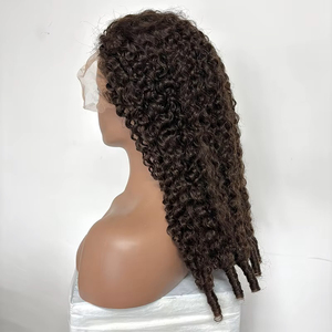 Parrucca in Capelli Umani <span class=keywords><strong>Ricci</strong></span> Marrone Cioccolato Birmano con Chiusura in Pizzo HD Trasparente 13x6 e 5x5 - Product Image 4