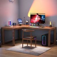 Bureau d'angle moderne et confortable en bois de caoutchouc massif SONA HOME avec des fonctionnalités multifonctionnelles pour le bureau à domicile