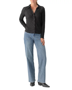 <span class=keywords><strong>Blusa</strong></span> de Punto Texturizado <span class=keywords><strong>Negra</strong></span> para Mujer, Superventas 2026, Nueva Camisa con <span class=keywords><strong>Cuello</strong></span> Camisero, <span class=keywords><strong>Manga</strong></span> Larga y Botones para Oficina y Uso Casual - Product Image 3