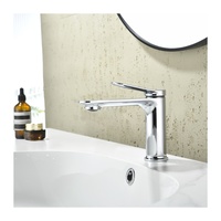 Robinet de salle de bain chromé à poignée unique Robinet d'évier monotrou à noyau en céramique avec tuyaux d'eau chaude et froide pour salle de bain
