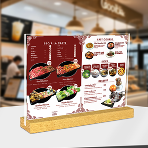 Holzsockel Acrylständer Acryl-Schildständer Poster Acryl-Grußkartenhalter Holzsockel Tischkartenhalter - Product Image 2