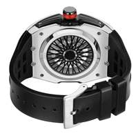 Reloj Mecánico Automático MEGIR 8607 Oficial para Hombre, Diseño Tonneau, Doble Esqueleto, Resistente al Agua, Reloj Masculino Moderno