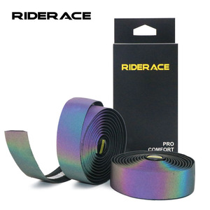 RIDERACE Bandes de guidon Durable Anti-Dérapant Anti-Vibration PU Cuir Bande de vélo <span class=keywords><strong>VTT</strong></span> Vélo Poignée Ceintures Wraps avec Bouchons d'extrémité de barre - Product Image 1