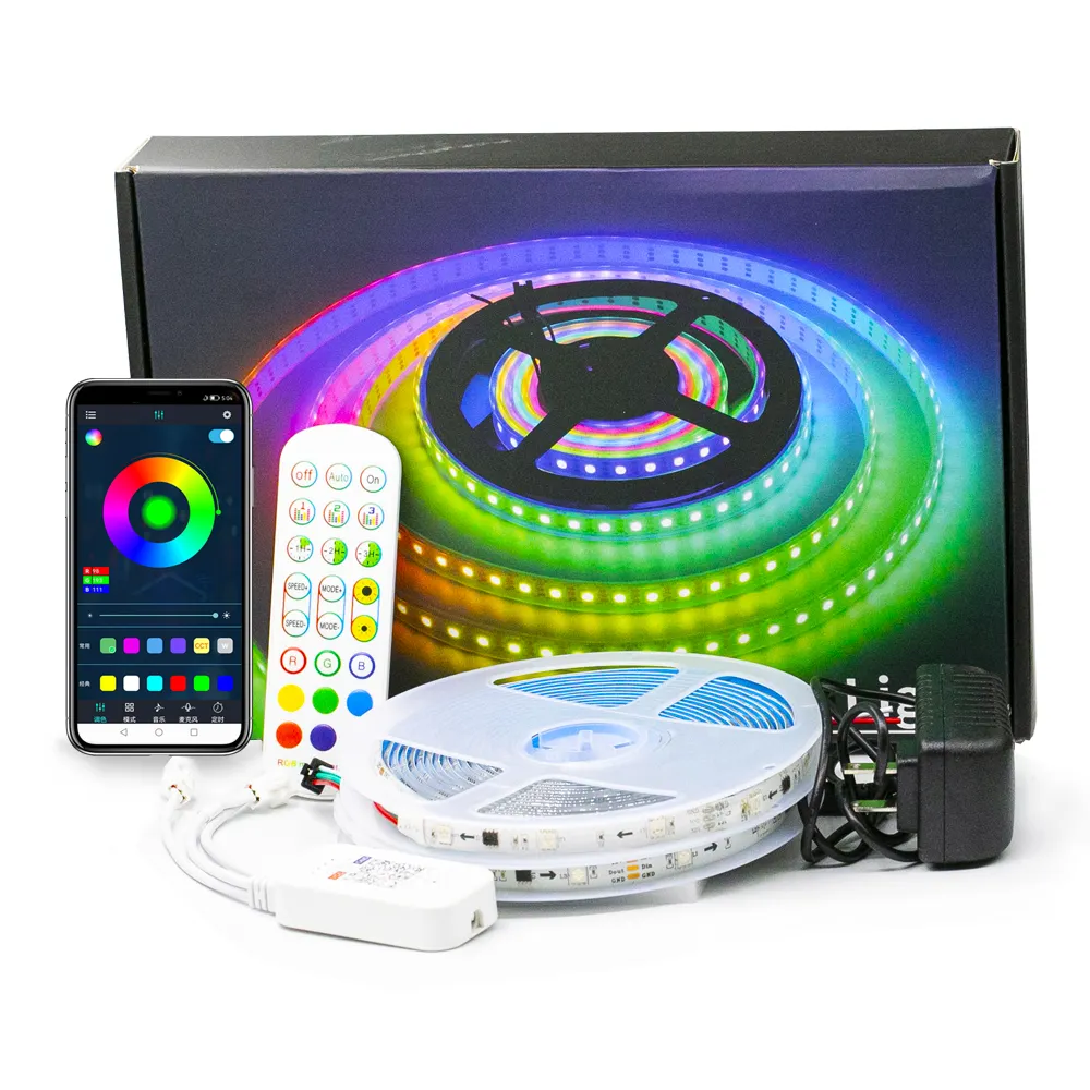 LedストリップライトスマートLed Smd 5050 12v Rgb 30 Leds/m 5m/roll with 24 Keys Remote Ip20屋外防水LEDストリップライト