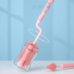 <span class=keywords><strong>DS3608</strong></span> Juego de cepillo limpiador de biberones de silicona con mango largo giratorio Pezón Cepillo de paja de nailon Juego de cepillos de biberones de silicona - Product Image 6