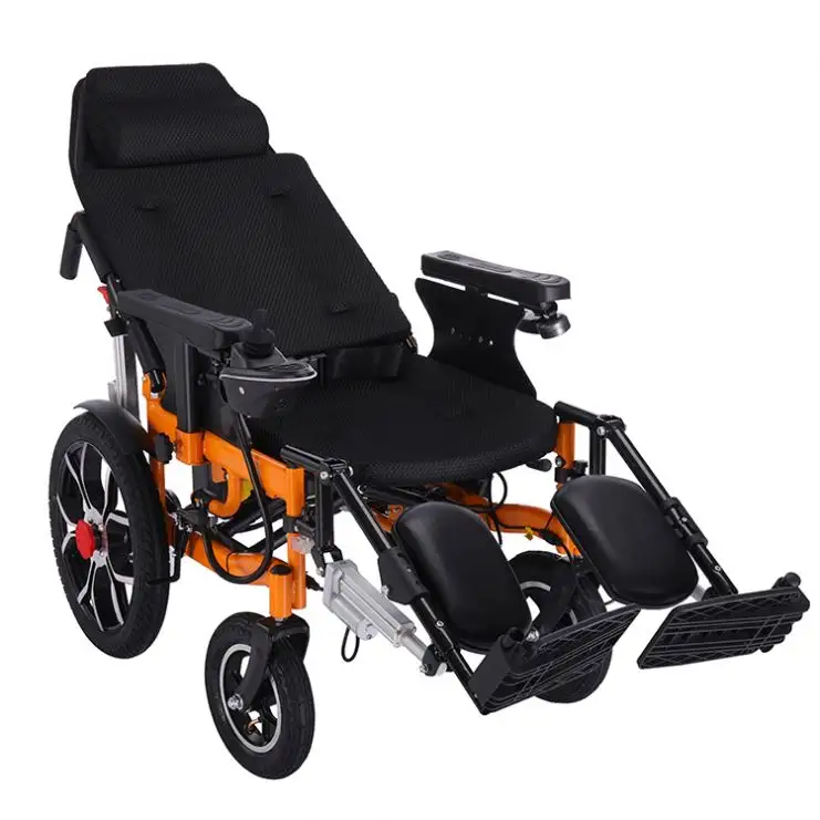 リクライニングsilla de ruedas elektro rollstuhl全自動横になる軽量電動車椅子