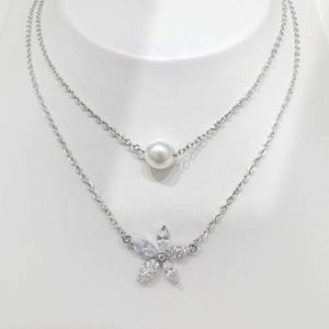 Collier en argent sterling 925 plaqué or, style vintage, fleur, papillon, perle, pour femme, colliers superposés, prix usine. - Product Image 4