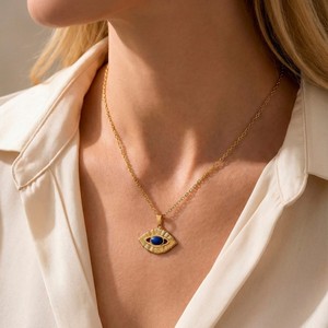 Collar Vintage Francés con Diseño <span class=keywords><strong>de</strong></span> Rayos <span class=keywords><strong>de</strong></span> Sol <span class=keywords><strong>para</strong></span> Mujer, Chapado en Oro <span class=keywords><strong>de</strong></span> 18K, Acero Inoxidable, Lapislázuli, Piedra Roja, Joyería, Regalo, Venta al por Mayor - Product Image 4